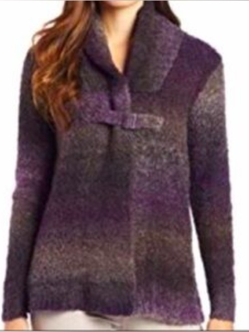 Vintage Woolrich Purple Space Dye Boucle Cardigan Large